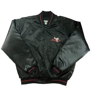Vintage Snap-On Tools Satin Jacket XL Horizon Black Embroidered Coat 80s USA